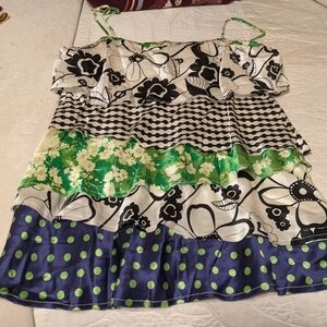 Poleci Camisole with Floral and Polka Dot Patterns